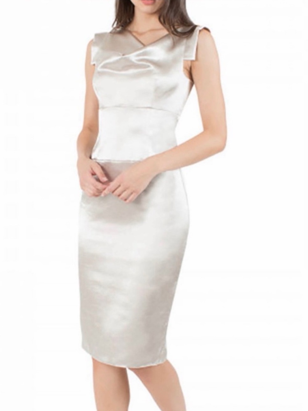 NWT Black Halo Silver Sheath Midi Dress Size 6